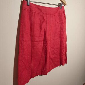 y2k Ann Taylor 100% Linen Skirt sz 6 Salmon Coastal Chic Beach Romantic